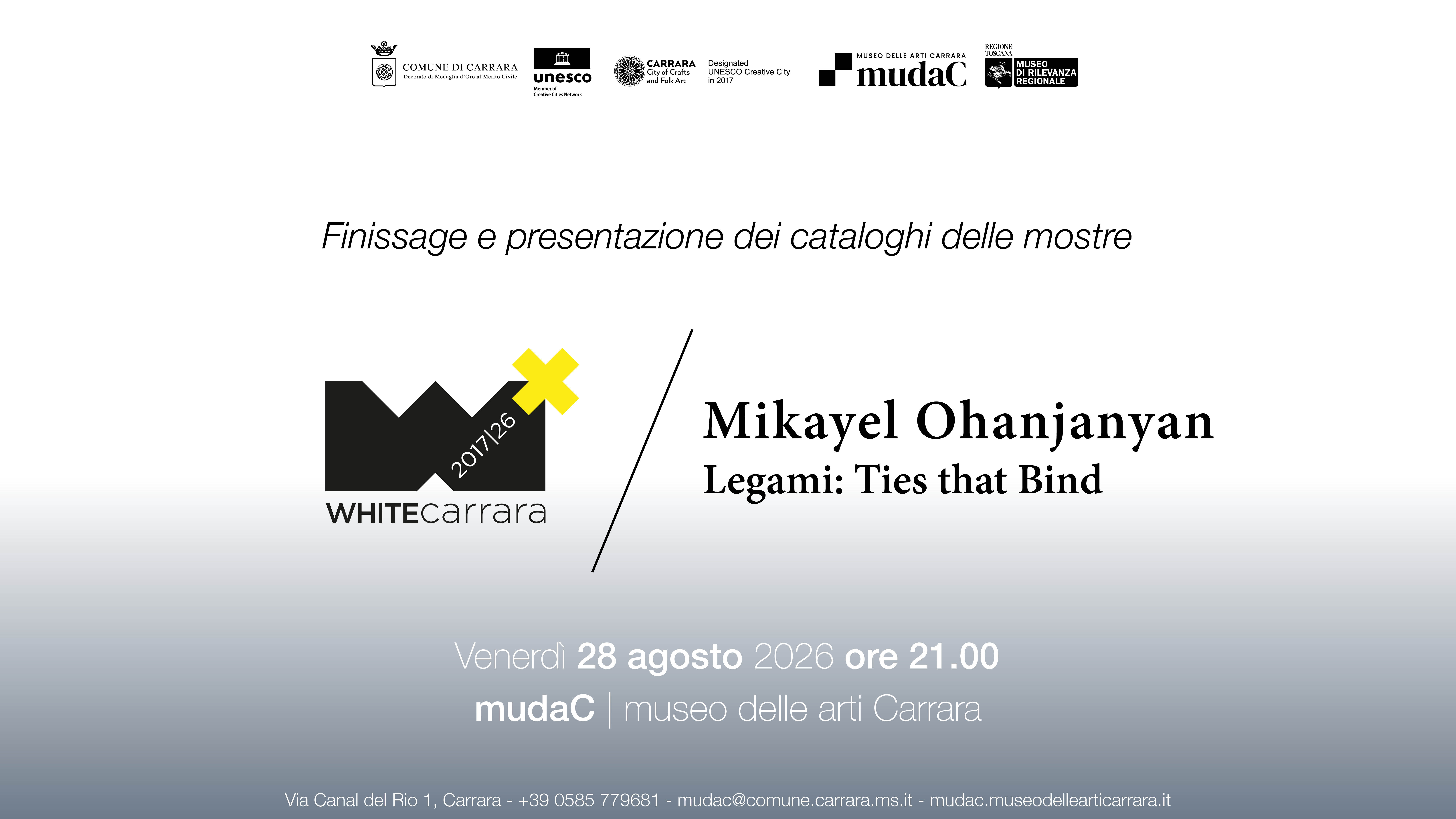 FINISSAGE WHITE CARRARA 2026 E MOSTRA MIKAYEL OHANJANYAN - PRESENTAZIONE CATALOGHI
